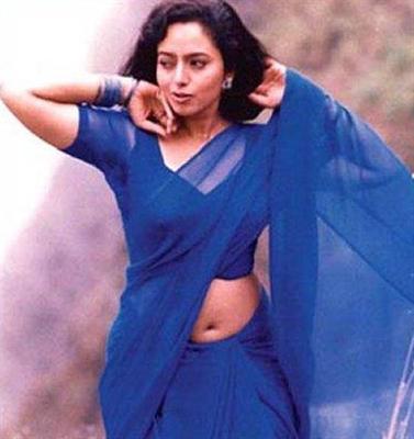 Soundarya in beautiful blue saree